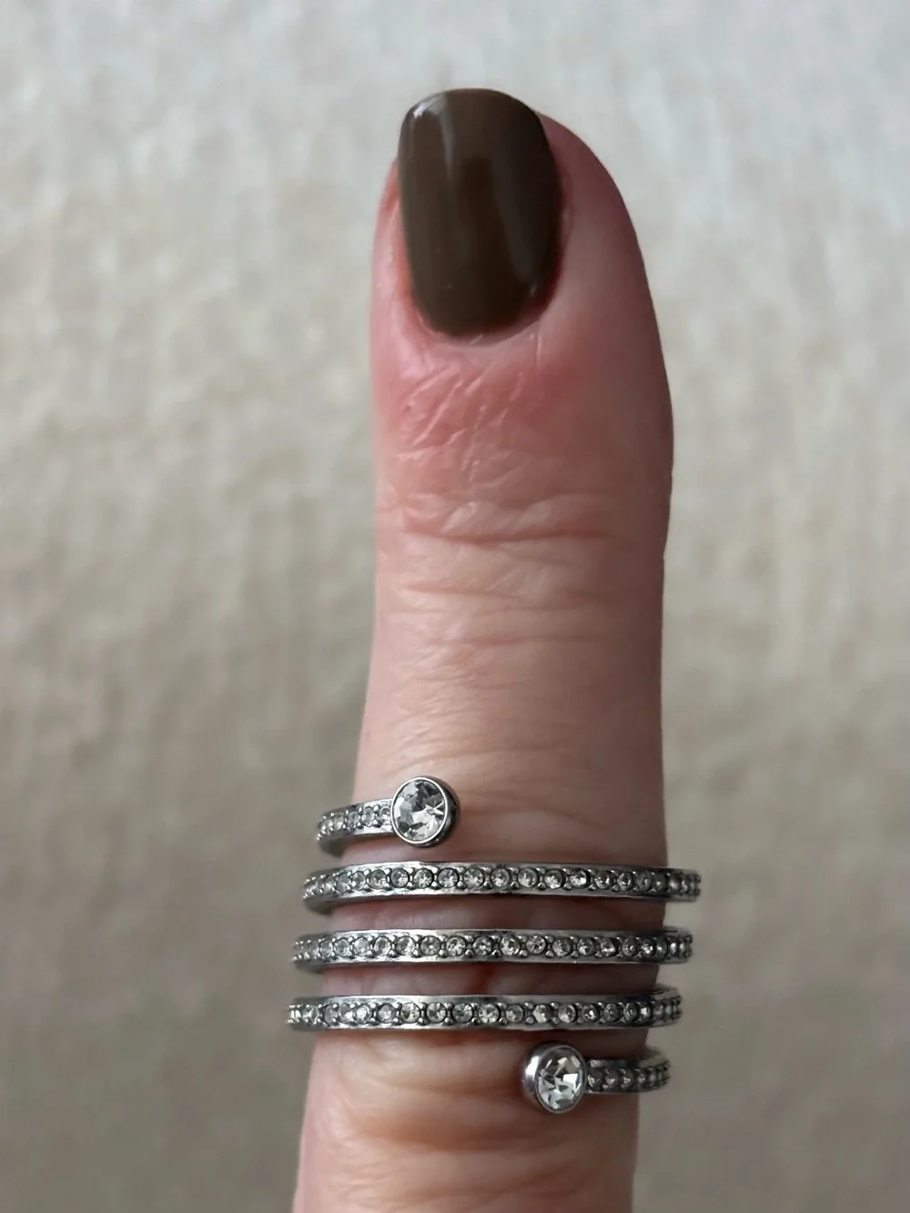 Michael Kors Silver Scattered Pave’ Crystal Spiral Wrap Statement Ring Size 8